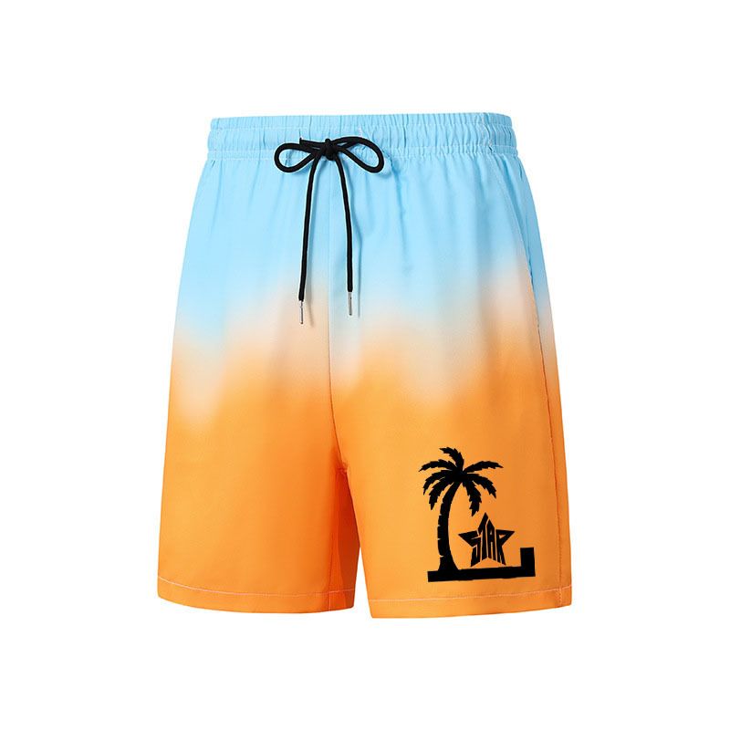 Herenkleding 25 Zomer Heren Cross Border Buitenlandse Handel Gradiëntkleur Losse Bedrukte Vierpunts Strandshorts_voghion.com