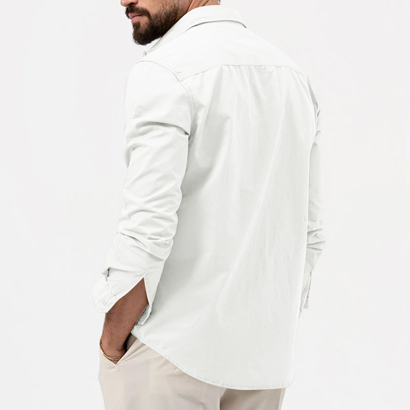 2024 Nova Estação Independente Transfronteiriça Camisa Masculina Multi-bolso Casual Manga Longa Camisa Masculina_voghion.com