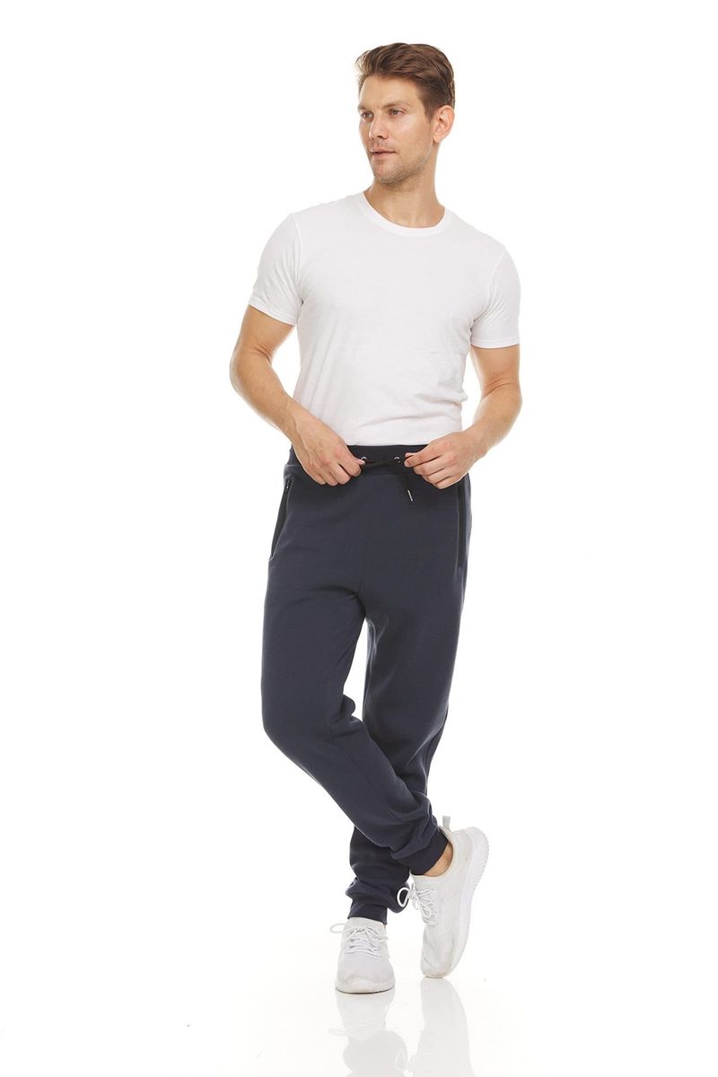 Fleece joggingbroek voor heren met ritszakken - Zachte en warme atletische loungebroek voor hardlopen, sportschool en vrijetijdskleding (zwart, grijs, marineblauw, S-3XL)_voghion.com