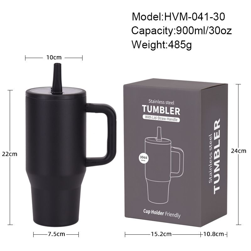 Thermos da 30 once a doppio strato, tazza termica portatile con cannuccia pieghevole a prova di perdite, per bere direttamente_voghion.com