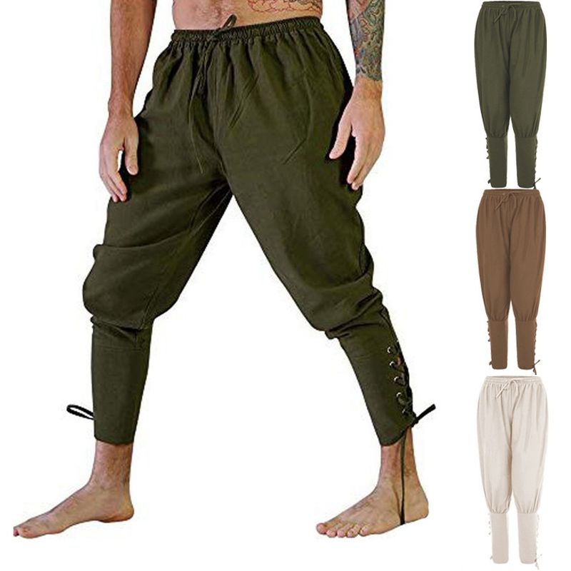 Geeignet für alle Jahreszeiten, lässige Herren-Sommerhose mit langem Knöchelriemen, mittelalterliche Performance-Hose FCS 18052510_voghion.com