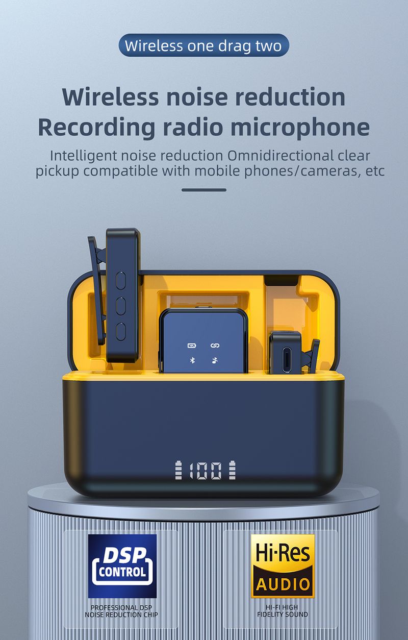 Lavalier-Clip-Mikrofon, kabellose Geräuschunterdrückung, tragbares Audio-/Video-Aufnahme-Live-Übertragungsmikrofon für iPhone/iPad_voghion.com