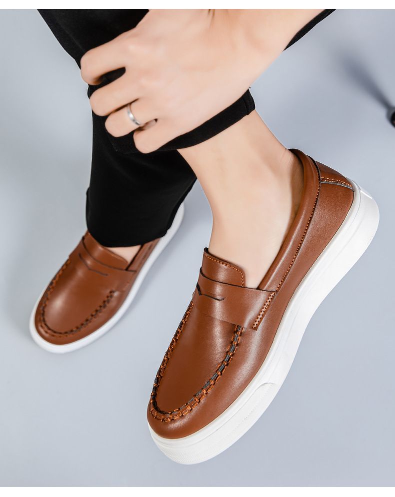 Bean shoes Men's shoes Loafers Fashion casual leather shoes Youth fashion shoes_voghion.com