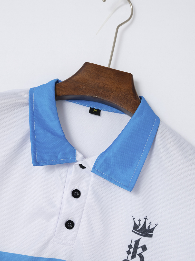 2024 New Summer Men's Printed Button Sports Polo Shirt Trendy T-shirt_voghion.com