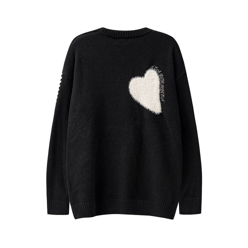 Vêtements pour hommes automne et hiver nouveau pull brodé en serviette d'amour hommes et femmes pull tricoté décontracté à manches longues en vrac col rond_voghion.com