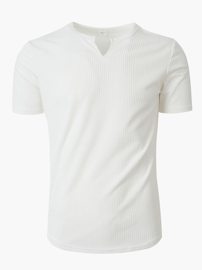T-shirt slim à col en V et séchage rapide pour homme – Tenue d'entraînement et de loisirs d'été – Tissu léger et respirant – Blanc/Beige/Bleu clair/Marron/Noir_voghion.com