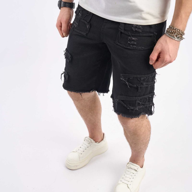 Lässige Sommershorts für Herren – Denim-Cargo-Shorts mit zerrissenem Saum und elastischer Taille, Streetwear-Mode für Teenager und junge Erwachsene (XS-2XL)_voghion.com