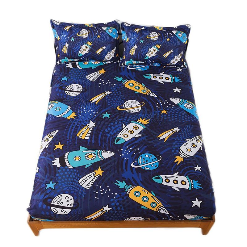 Parure de lit trois pièces avec drap-housse et motif de sports de balle, impression numérique, pour adultes et enfants_voghion.com