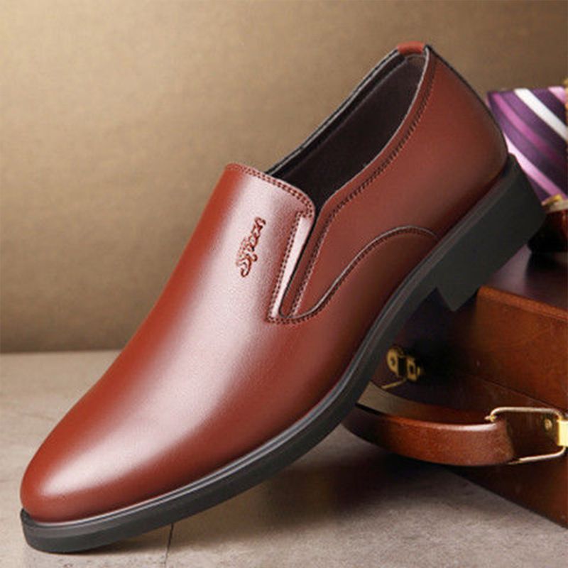Low-top Casual Men's British Style Pointed Business Leather Formal Dress Shoes For Men_voghion.com