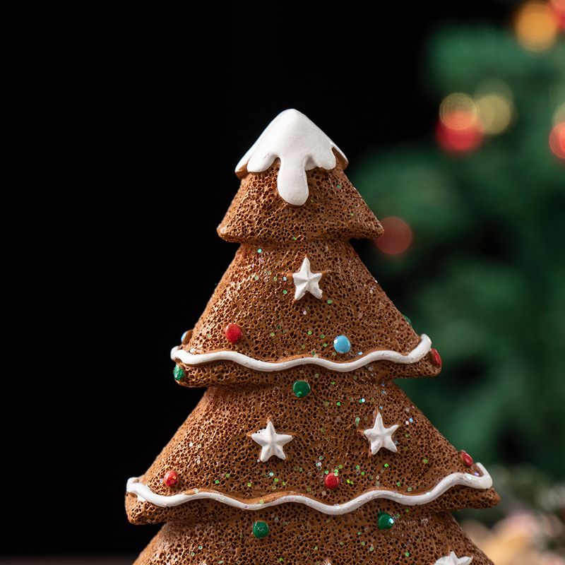 Gingerbread Christmas Tree Model Scene Decoration, Home Desktop Resin Craft Ornament For Holiday Display_voghion.com