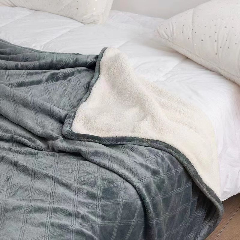 Sherpa Lamb Plush Blanket, Enlarged And Thickened Double-layer Flannel Blanket_voghion.com
