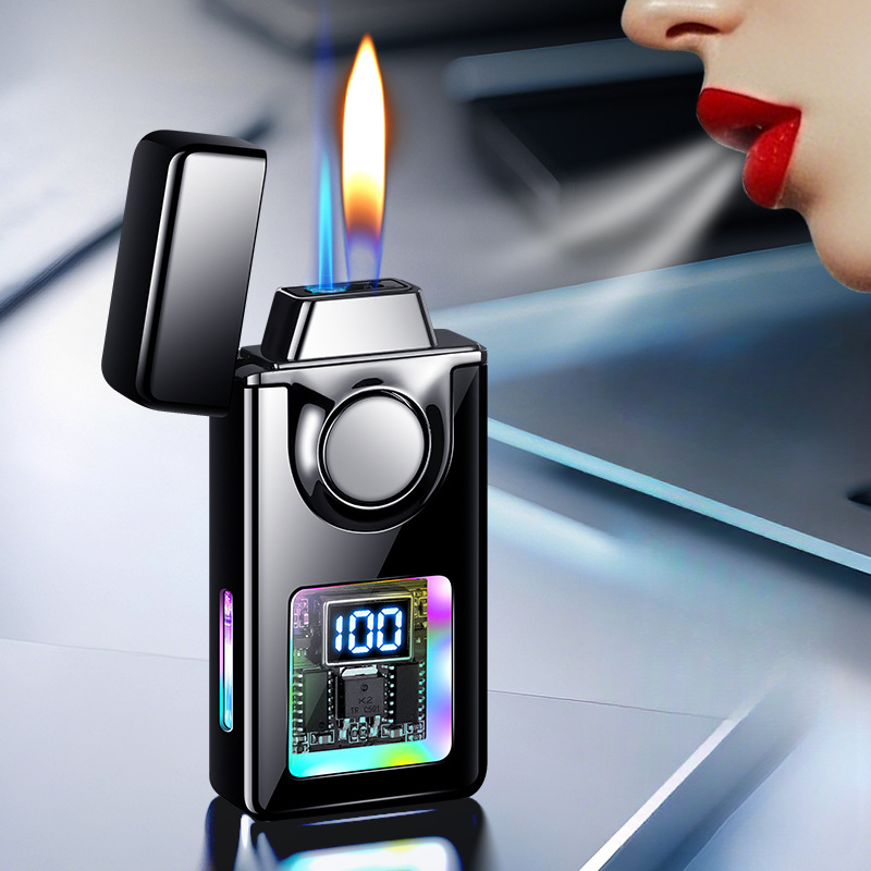Trendy Voice-Controlled Black Technology Induction Ignition Windproof Dual Flame High-Value Lighter_voghion.com
