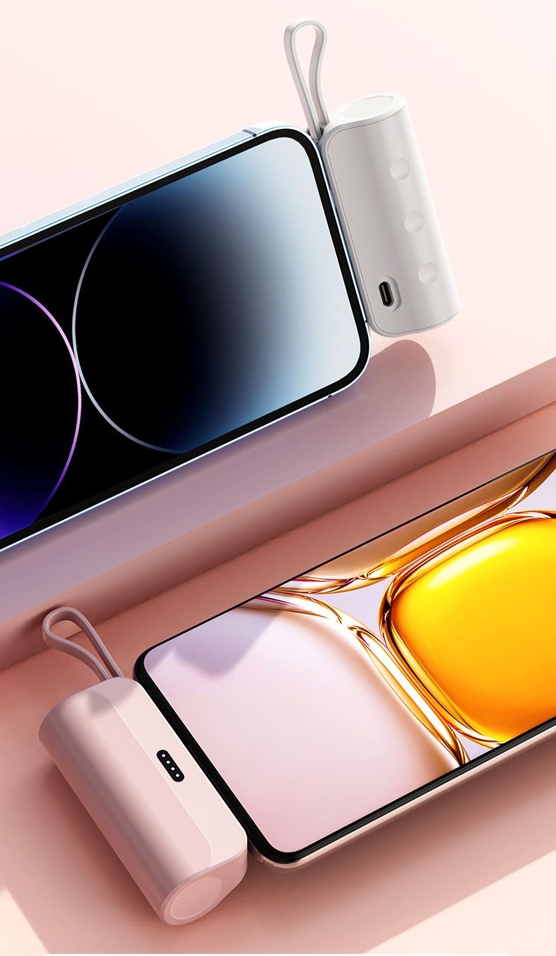 Batterie externe KC Cross-Border Mini Capsule 5000 mAh, compacte et portable, avec câble intégré et personnalisable_voghion.com