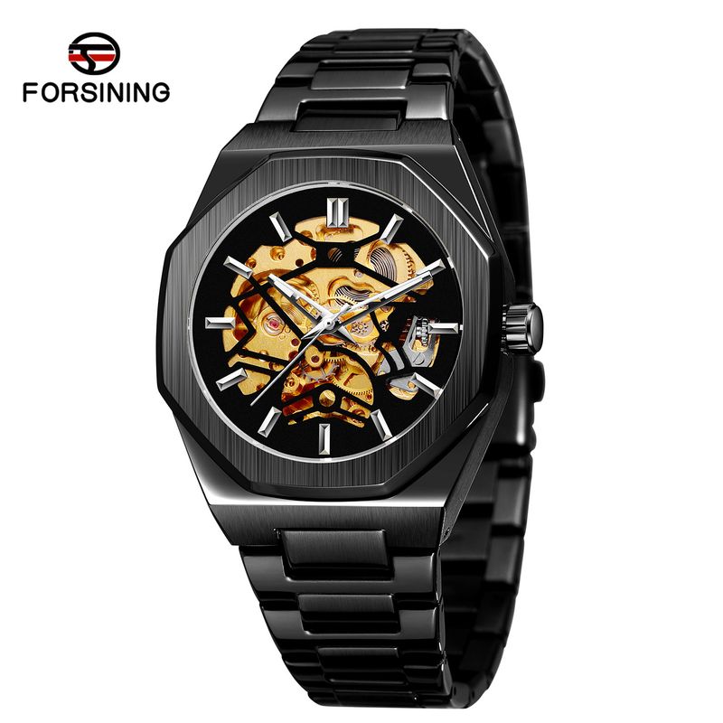 Montre mécanique automatique squelette tendance pour homme avec fonction heure universelle, boîtier en acier inoxydable de 41 mm, verre minéral, bracelet en alliage_voghion.com