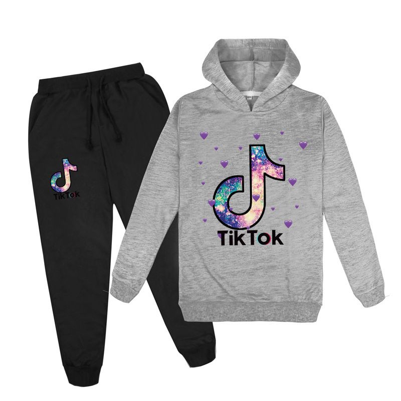 Conjunto de sudadera y pantalón deportivo Tikto para niños y niñas Y129_voghion.com