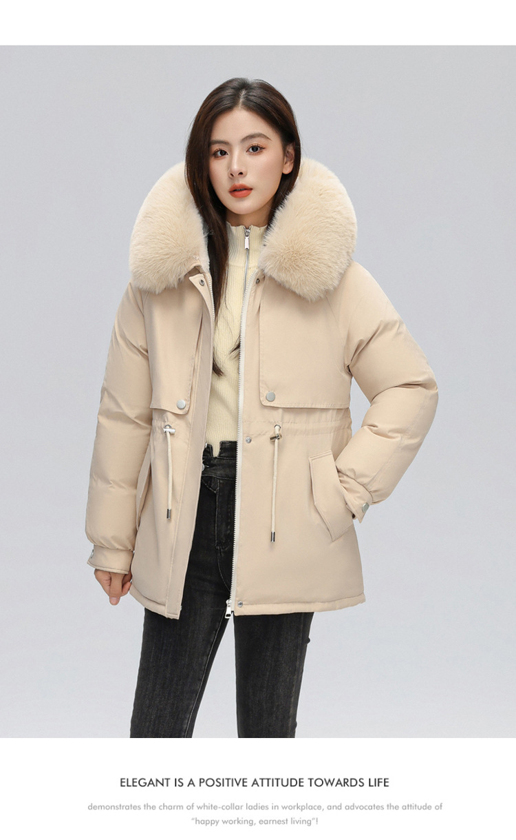 Baumwollmantel für Damen, kurz, klein, Mantel, großer Pelzkragen, Baumwollmantel, lockere Plus-Samt-Pie-Jacke, warme Jacke_voghion.com