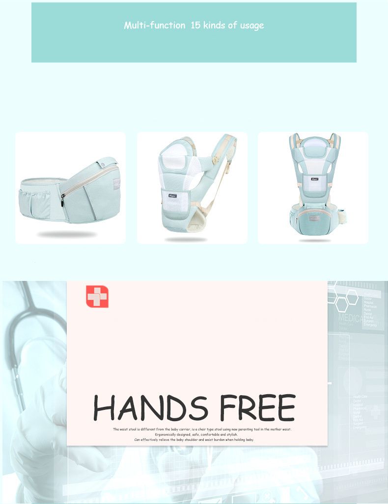 Bērnu pārnēsāšanas soma Ergonomiska zīdaiņu daudzfunkcionāla jostasvietas krēsliņa jaundzimušajam līdz mazulim Daudzfunkcionāla pirms un pēc ķengura somas aksesuāri_voghion.com