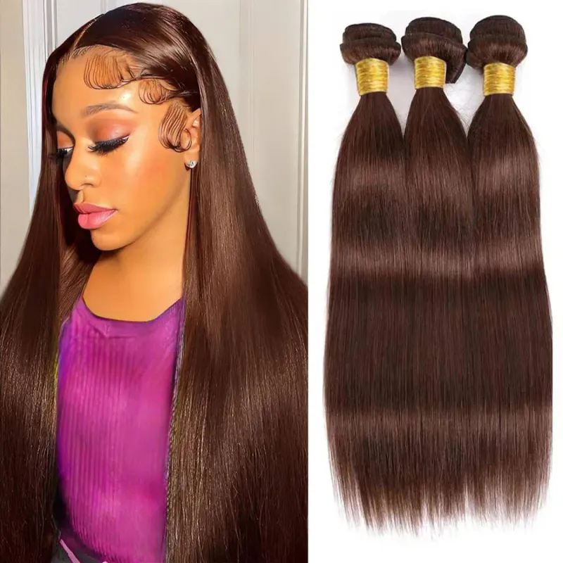 Bundle di capelli umani color cioccolato, colore 4, bundle di capelli lisci vergini brasiliani_voghion.com