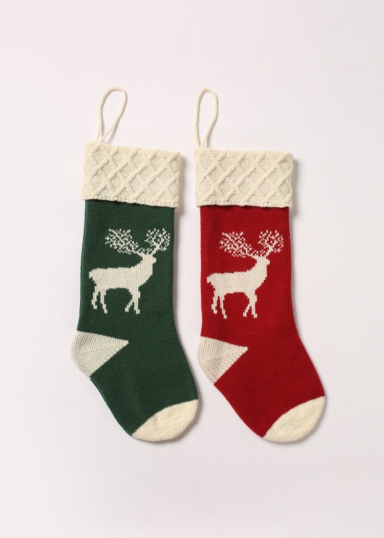 New Knitted Christmas Socks Gift Hanging Home Scene Decoration Woolen Deer Candy Bag_voghion.com