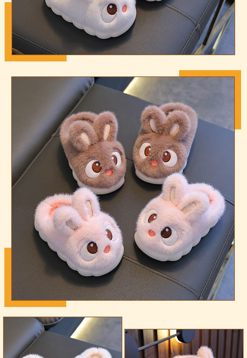 Mother & Kids Kids Winter Slippers With Plush Bunny Ears - Cozy Non-Slip Indoor/Outdoor House Shoes For Boys & Girls (Pink, Grey, Brown, White)_voghion.com