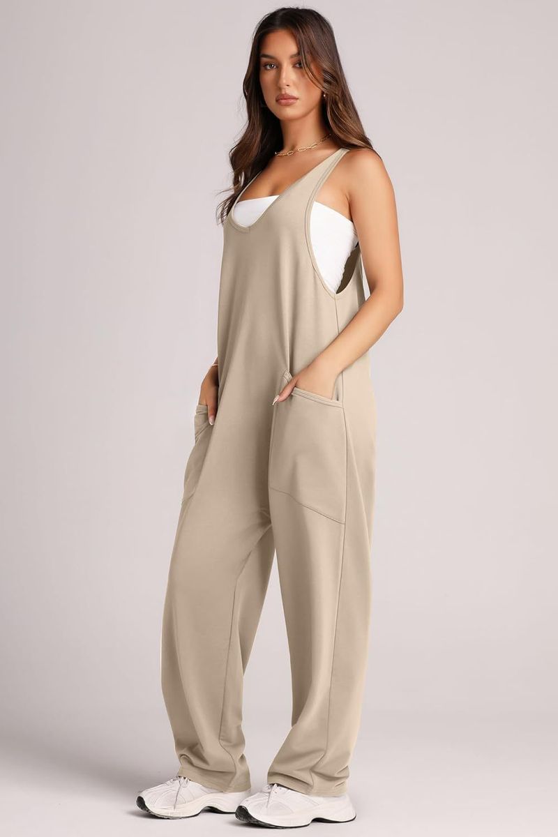 Sommer-Jumpsuit aus Baumwolle für Damen – Ärmelloser Overall mit Taschen, lässiger, lockerer Schnitt | Streetwear-Mode | Leicht und atmungsaktiv_voghion.com