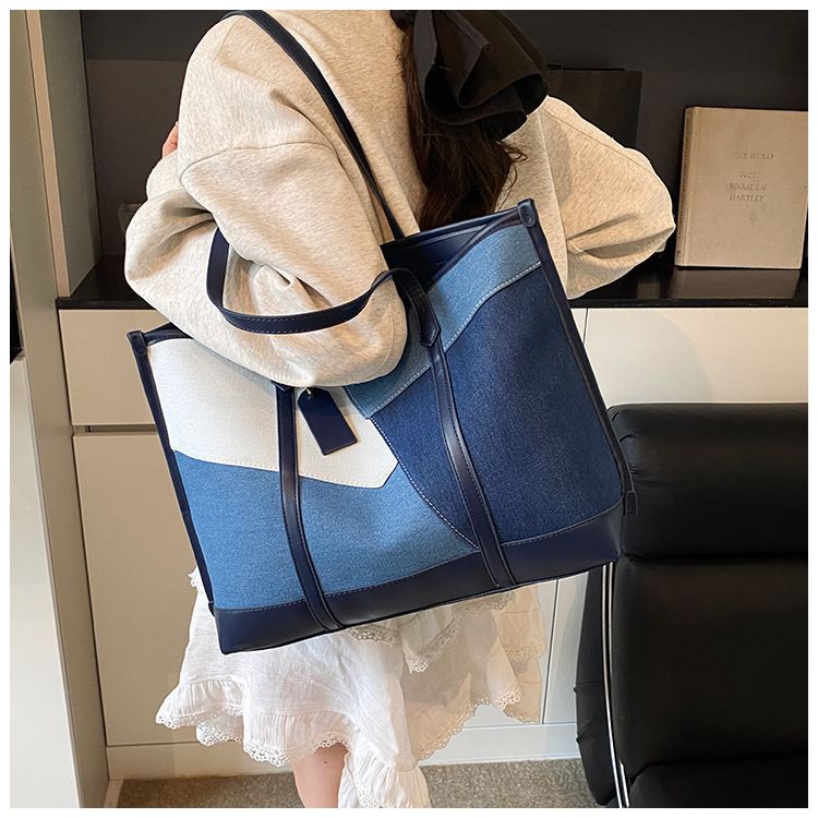 Women's Tote Bags Casual Large-capacity Handbag, Women's Fashionable Color-blocked Single-shoulder Bag, Commuting Tote Bag For Work_voghion.com