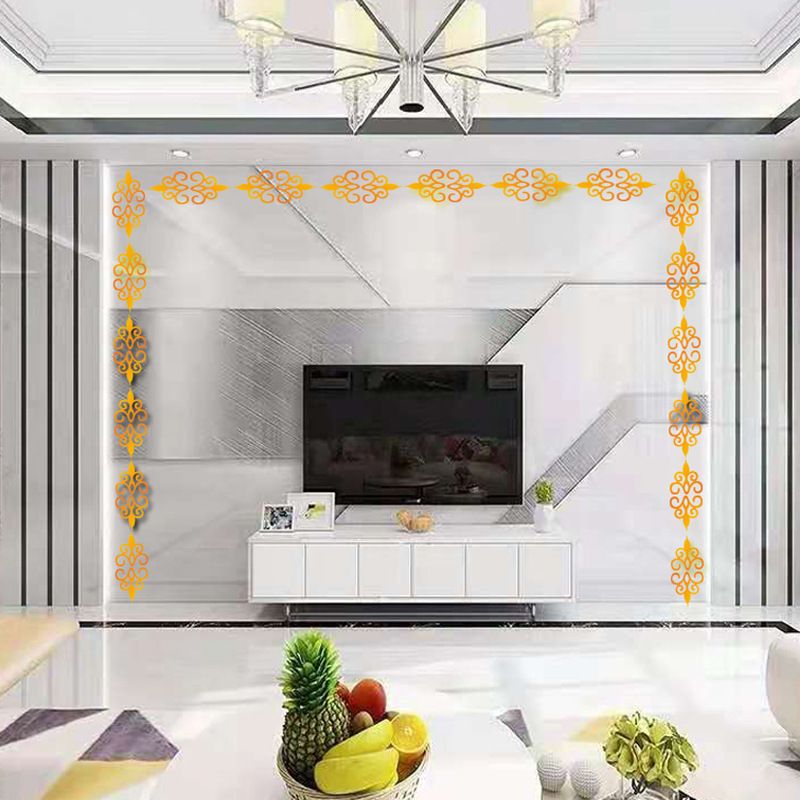 Adhesivo de pared tridimensional acrílico, decoración de cintura para fondo de sofá y TV de sala de estar, adhesivo de espejo_voghion.com