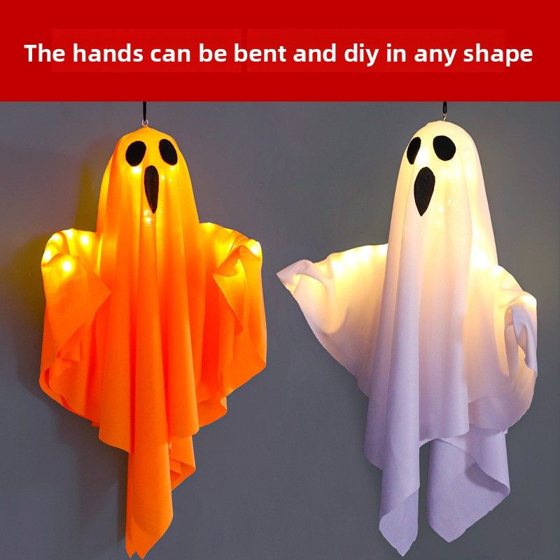Decorazione per feste di Halloween a LED, luce d'atmosfera, fantasma bianco luminoso fai da te, forma horror, decorazione per interni_voghion.com