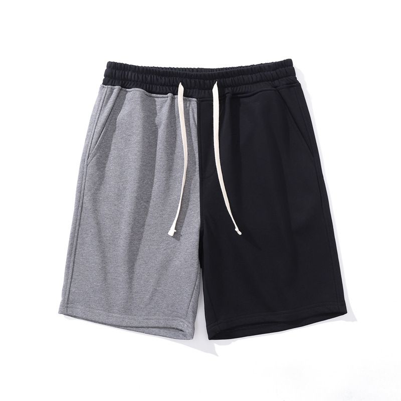 Herrenbekleidung Terry Bottom Gekämmte Baumwolle Sportshorts für Männer Trendy Herren Kontrastfarbe Vierviertelhosen Basketballshorts_voghion.com