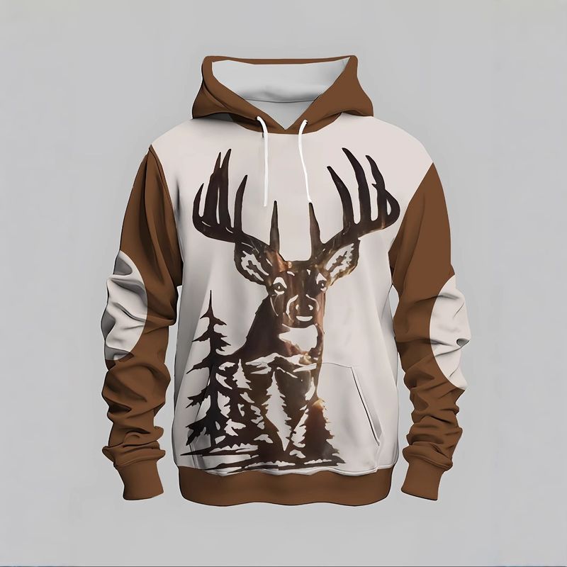 Męska bluza z kapturem 3D z nadrukiem, ściągaczem i kieszenią_voghion.com