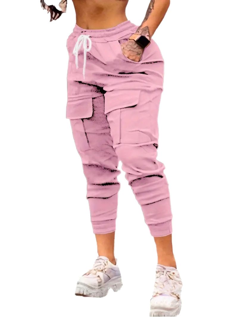 Grote casual werkbroek voor dames, modieus en veelzijdig, trekkoord met klepzak, Dingzhi_voghion.com