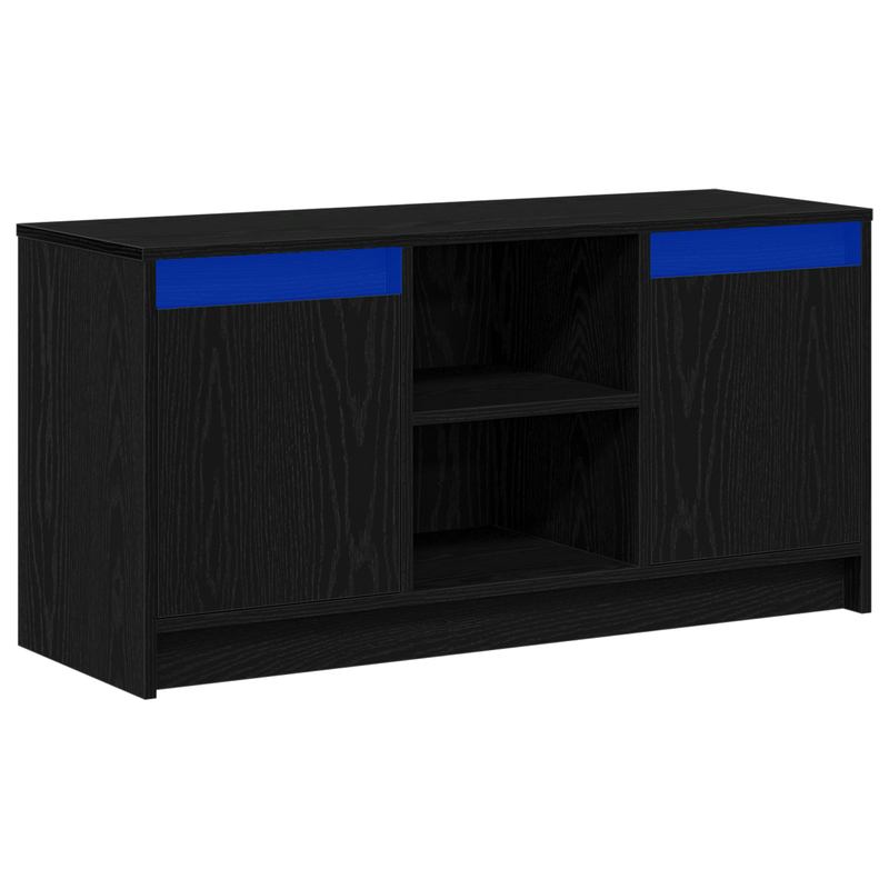 TV-Schrank mit LED-Lichtern in schwarzer Eiche, 100 x 34 x 50 cm, aus Holzwerkstoffen_voghion.com