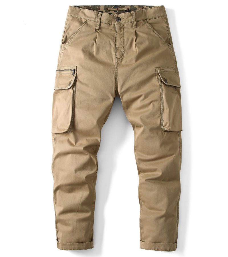 Otoño e invierno, pantalones de camuflaje sueltos con pies agrupados para hombres, pantalones sueltos de talla grande con múltiples bolsillos_voghion.com