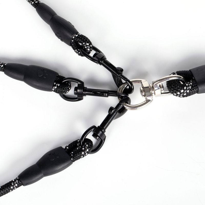 Pet Supplies Reflective Nylon One-to-Two Three Leash Anti-Tangle Multi-Head Detachable Dog Rope_voghion.com