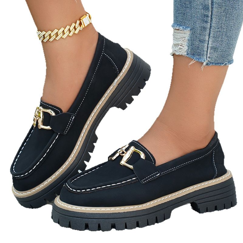 Neue Loafer für Frühling und Herbst 2025, große Größen, lässiger Ketten-Stil, britischer Stil, dicke Sohle, Export-Retro-Damenschuhe_voghion.com
