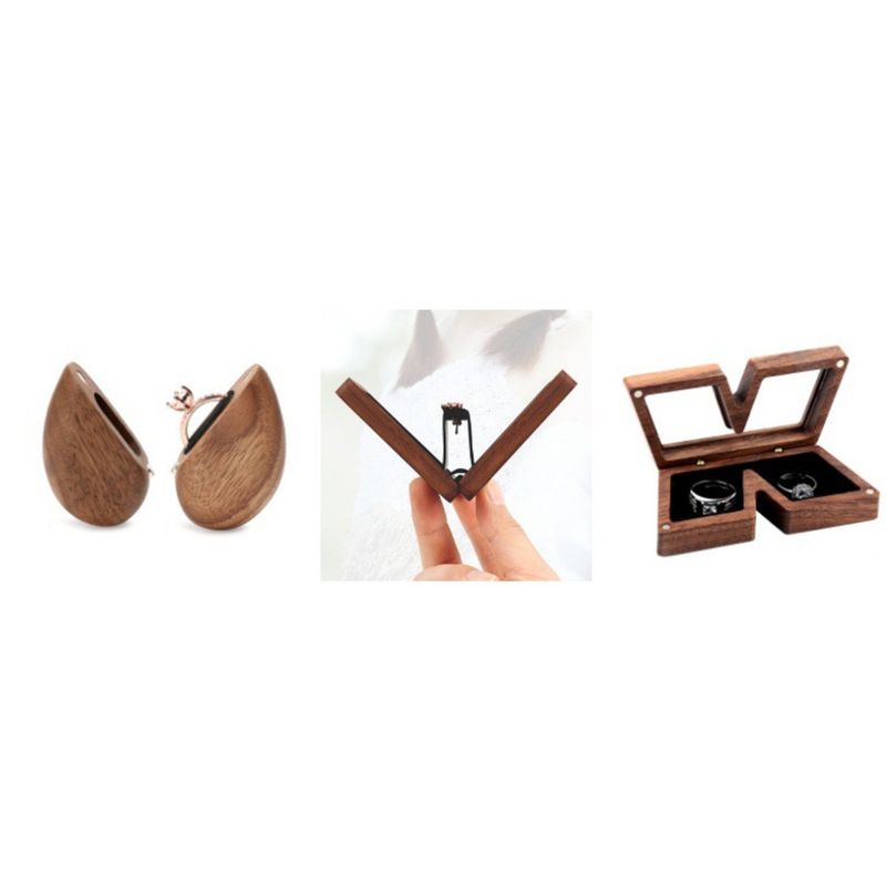 Portable Walnut Wood Ring Storage Engagement Gift Packaging Box Wooden Craft_voghion.com