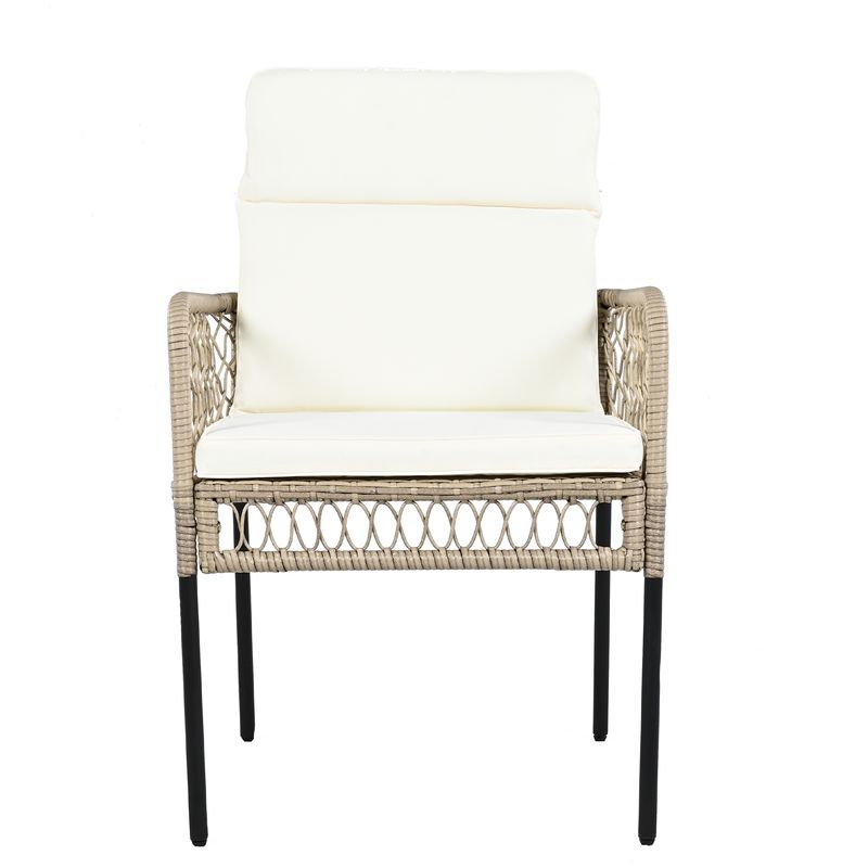 Ensemble de salle à manger d'extérieur 5 pièces pour 4 personnes, table en acacia massif, chaises en rotin synthétique, pour jardin et terrasse_voghion.com