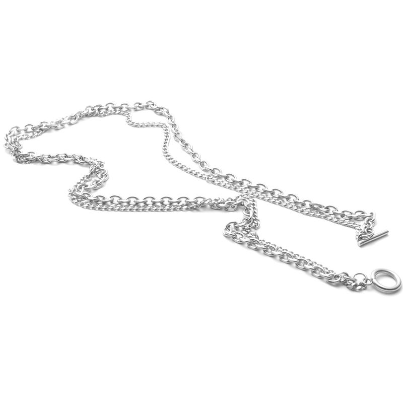 Titanium steel female personality fashion jewelry 2-in-1 double clavicle chain element ring chain item Chain chain_voghion.com