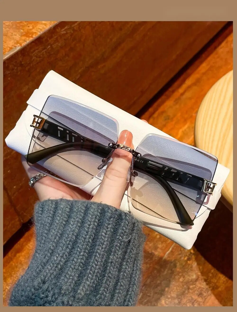 2024 Modische neue getrimmte Sonnenbrille für Damen, duftender Stil, vielseitiger Trend, großer Rahmen, kleines Gesicht, UV-Schutz_voghion.com
