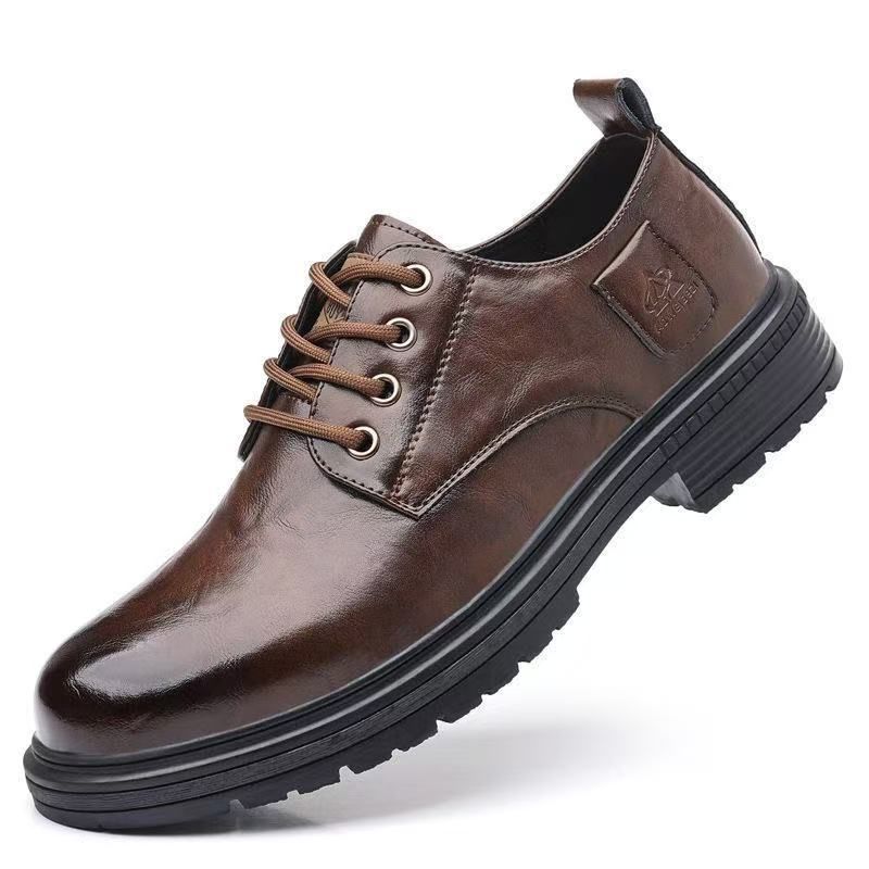 Botas Martin de couro estilo britânico 2025, sapatos masculinos, sola macia, cano baixo, versáteis_voghion.com
