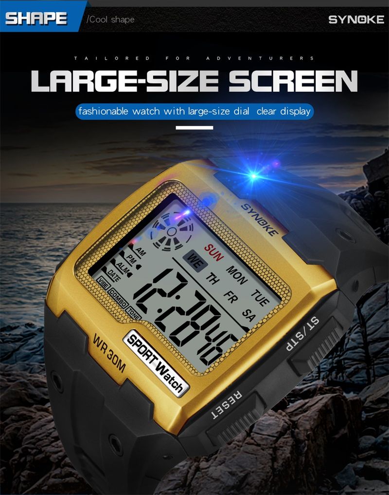 Orologio sportivo da uomo, militare, quadrato, digitale, orologio elettronico da uomo, LED, allarme, orologio da polso impermeabile, Dropshipping, nuovo_voghion.com
