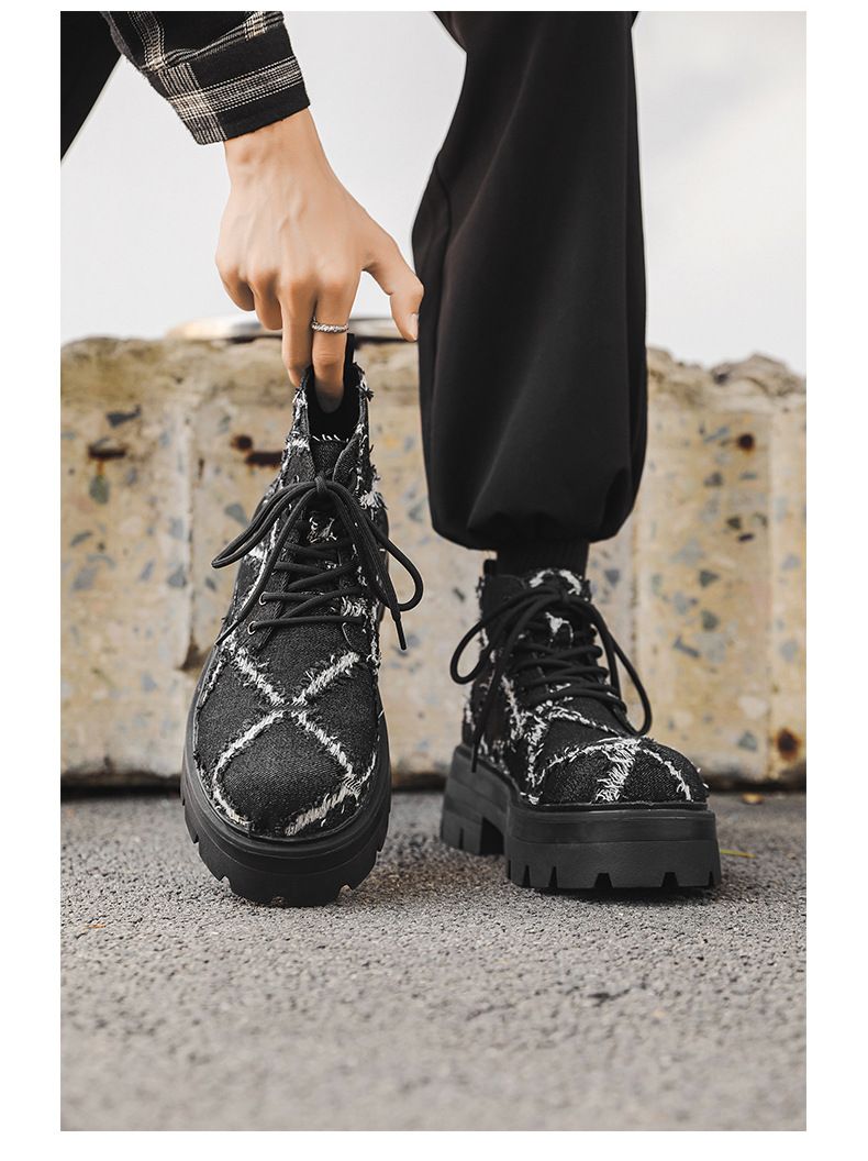 Derby-Schuhe Herren Plateau Japanische Schuhe Canvas Atmungsaktiv Brechender Wind Schwarze Kleine Lederschuhe Herren Boardschuhe_voghion.com
