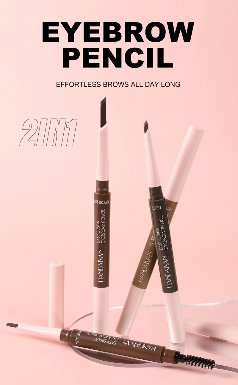 HANDAIYAN Double-Ended Eyebrow Pencil - Ultra-Fine Machete, Waterproof, Smudge-Proof, With Spiral Brush_voghion.com