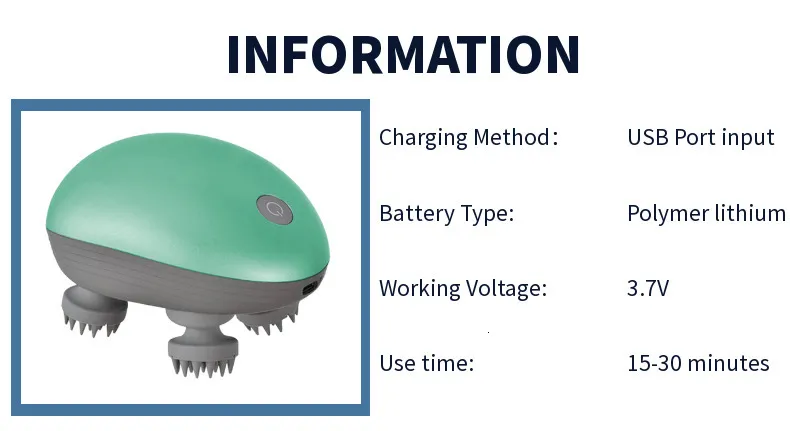 Head Massager Hårbotten Huvud Hår Massager Elektrisk Hälsovård Antistress Koppla av Kroppsmassage Deep Saude Vävnadsförhindra_voghion.com