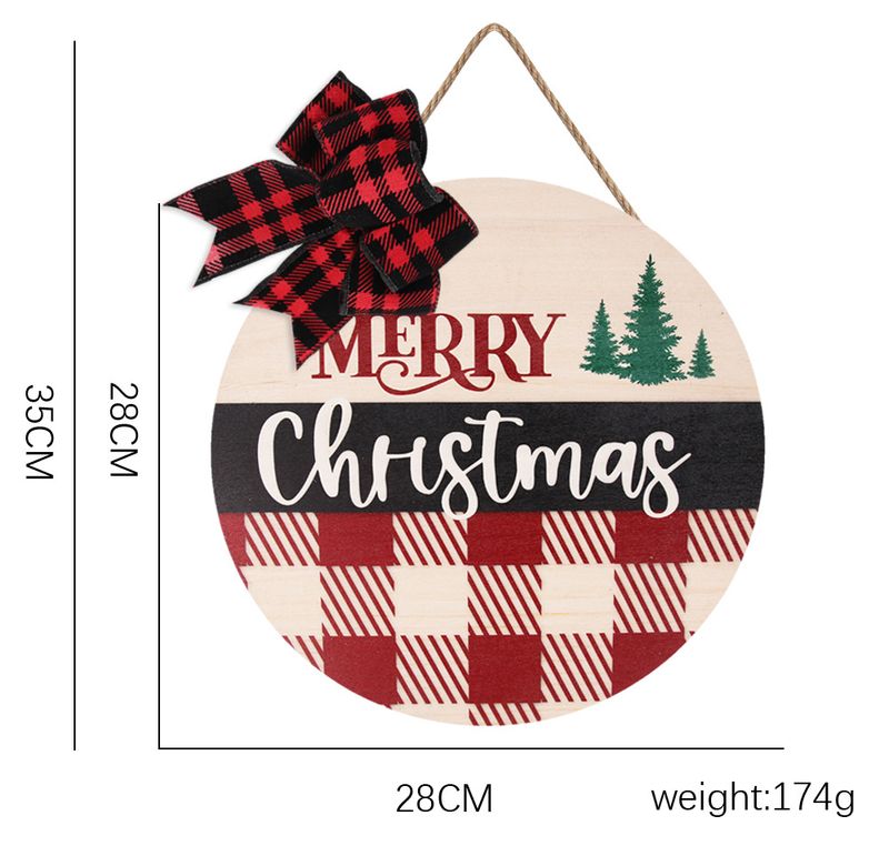 Ciondolo con targa in legno per porta di Natale Decorazione per feste natalizie Decorazioni natalizie Fiocco Piatto rotondo in legno Ornamento appeso_voghion.com