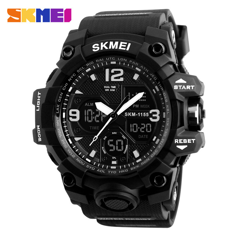 Shikemei Erkekler İçin Su Geçirmez Çok Fonksiyonlu Büyük Çift Ekranlı Elektronik Açık Hava Spor Saati_voghion.com