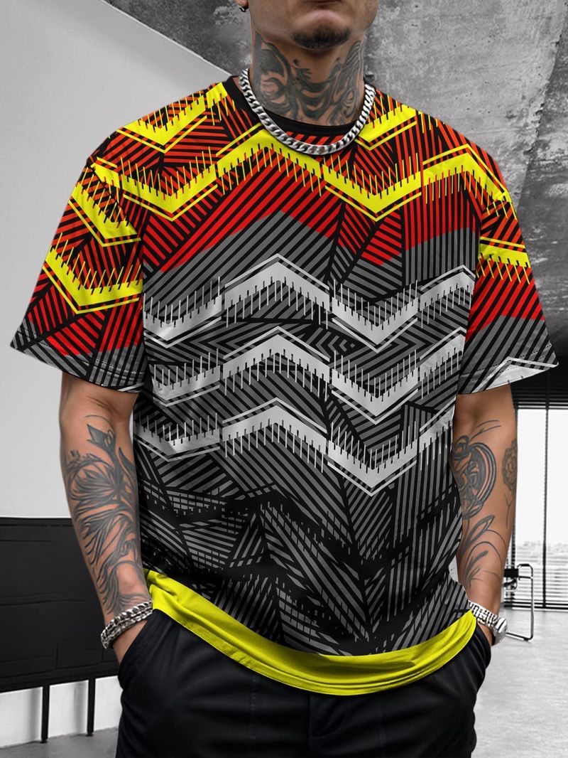 Nuovo design estivo da uomo, retrò, comodo, casual, elasticizzato, slim, basic, a maniche corte_voghion.com