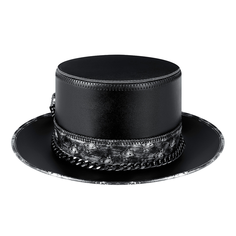 Halloween Punk Plague Doctor Genderneutrale magische hoed PU-huid Schedelketting Gentry De dame met de hoge hoed_voghion.com