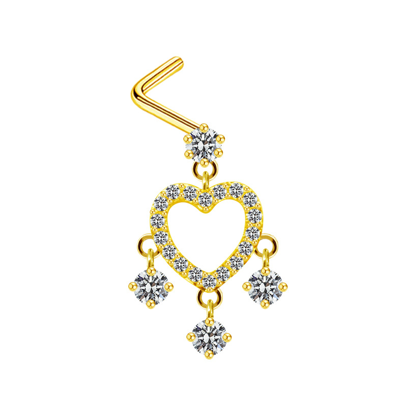 Piercing pentru nas, unghie de nas în formă de inimă, pandantiv cu cinci stele, diamant transfrontalier european și american, unghie de nas, unghie de nas, știft pentru nas_voghion.com