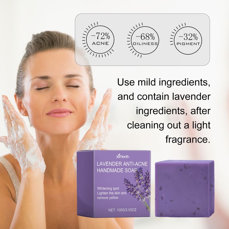 Ximonth Lavender Cleansing Soap Cleanses Facial Skin With Oil Control For Pores And Acne Moisturizing Cleanser_voghion.com